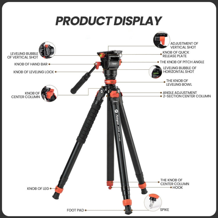 Fotopro AK68 Heavy Duty Fluid Head Tripod Automatic Quick Lock Tripod - Tripods by Fotopro | Online Shopping UK | buy2fix