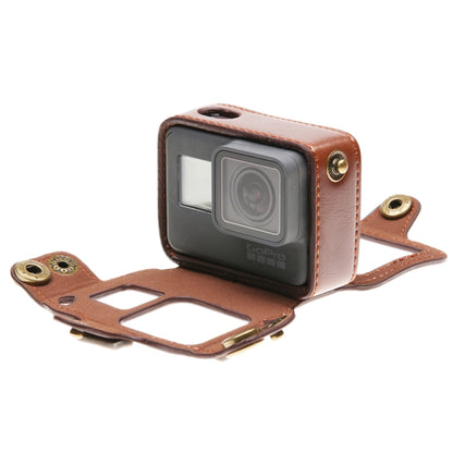 For GoPro HERO7 Black /6 /5  PU Leather Housing Case with Neck Strap & Buttons(Coffee) - DJI & GoPro Accessories by buy2fix | Online Shopping UK | buy2fix