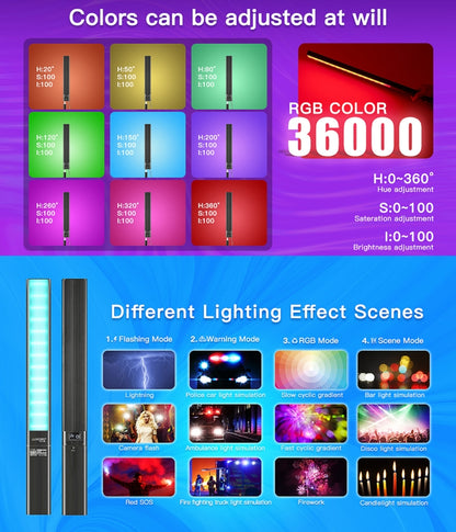 LUXCeO P6 RGB Colorful Photo LED Stick Video Light Handheld APP Control Full Color LED Fill Light (Black) - Camera Accessories by LUXCeO | Online Shopping UK | buy2fix