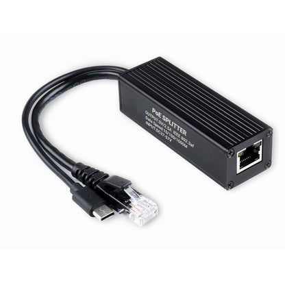 Waveshare Metal Case Gigabit PoE Splitter, 5V 2.5A Type-C Out - Modules Expansions Accessories by WAVESHARE | Online Shopping UK | buy2fix