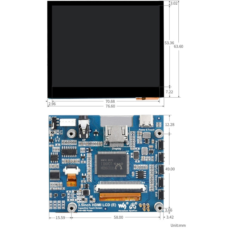 Waveshare 3.5 inch HDMI Capacitive Touch IPS LCD Display (E), 640 x 480, Audio Jack - Modules Expansions Accessories by WAVESHARE | Online Shopping UK | buy2fix