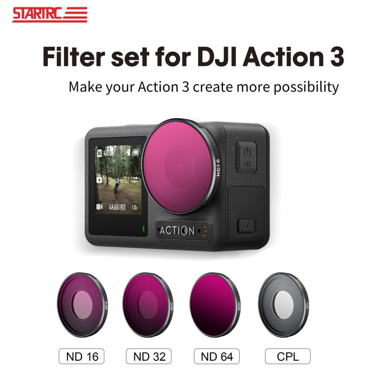 For DJI Action 3 STARTRC 4 in 1 ND16 + ND32 + ND64 + CPL Lens Filter - DJI & GoPro Accessories by STARTRC | Online Shopping UK | buy2fix