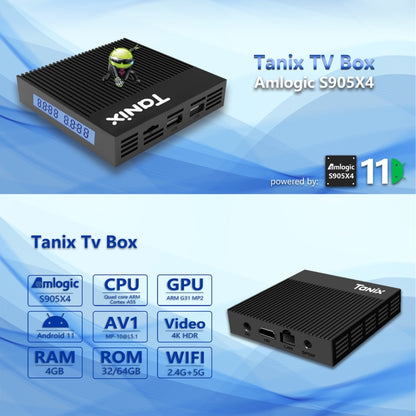 Tanix X4 Android 11 Smart TV Box, Amlogic S905X4 Quad Core, 4GB+64GB, Dual Wifi, BT (US Plug) - Consumer Electronics by buy2fix | Online Shopping UK | buy2fix