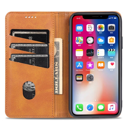 For iPhone XR AZNS Magnetic Calf Texture Horizontal Flip Leather Case with Card Slots & Holder & Wallet(Light Brown) - More iPhone Cases by AZNS | Online Shopping UK | buy2fix