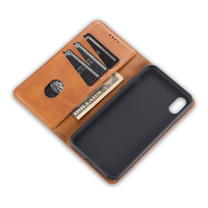 For iPhone XR AZNS Magnetic Calf Texture Horizontal Flip Leather Case with Card Slots & Holder & Wallet(Light Brown) - More iPhone Cases by AZNS | Online Shopping UK | buy2fix