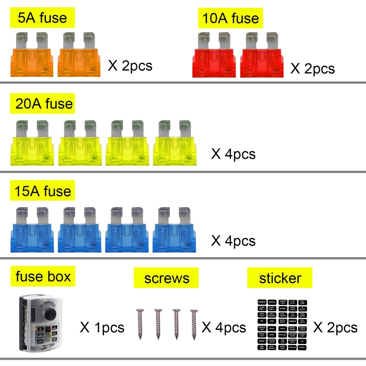 CS-1222A1 High Current Independent Positive and Negative 6-way LED Indicator Plug Fuse Box - In Car by buy2fix | Online Shopping UK | buy2fix