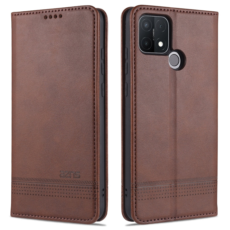 For OPPO A15 AZNS Magnetic Calf Texture Horizontal Flip Leather Case with Card Slots & Holder & Wallet(Dark Brown) - OPPO Cases by AZNS | Online Shopping UK | buy2fix