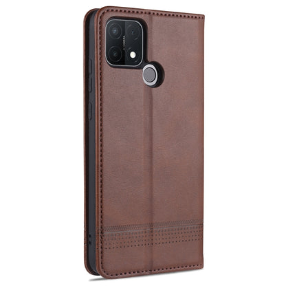 For OPPO A15 AZNS Magnetic Calf Texture Horizontal Flip Leather Case with Card Slots & Holder & Wallet(Dark Brown) - OPPO Cases by AZNS | Online Shopping UK | buy2fix