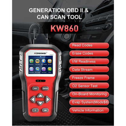 KONNWEI KW860 Car 2.8 inch TFT Color Screen Battery Tester Support 8 Languages / I Key Analysis Function - In Car by KONNWEI | Online Shopping UK | buy2fix