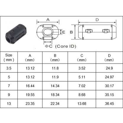 25 PCS / Pack 3.5mm/5mm/7mm/9mm Anti-interference Degaussing Ring Ferrite Ring Cable Clip Core Noise Suppressor Filter - In Car by buy2fix | Online Shopping UK | buy2fix