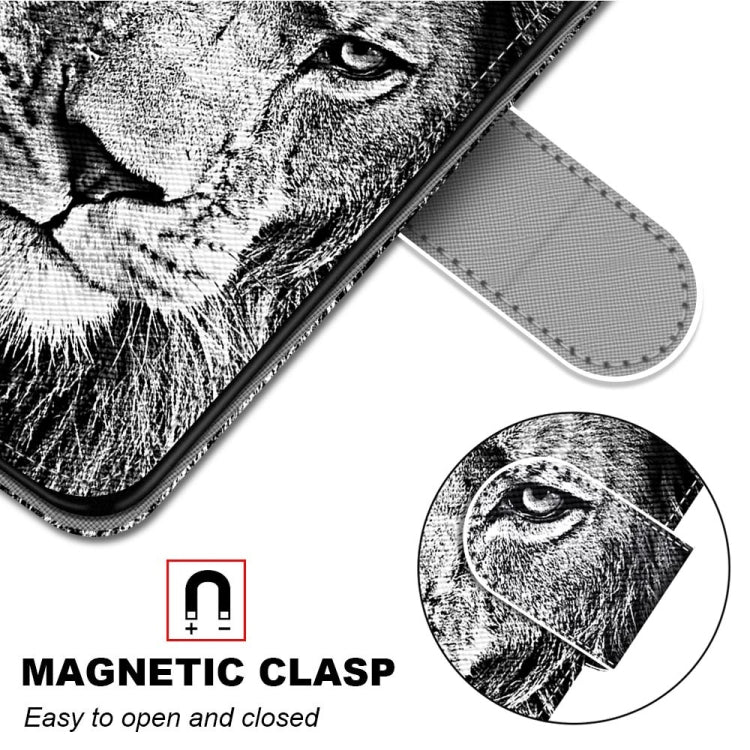 For Xiaomi Redmi 9A Coloured Drawing Cross Texture Horizontal Flip PU Leather Case with Holder & Card Slots & Wallet & Lanyard(Black White Lion Head) - Xiaomi Cases by buy2fix | Online Shopping UK | buy2fix