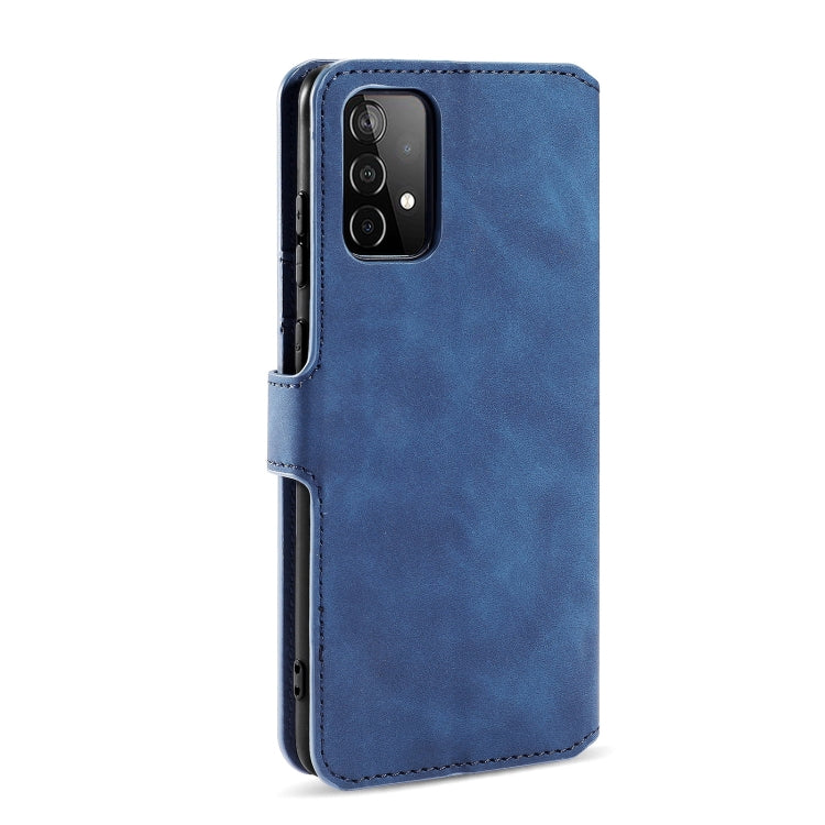 For samsung Galaxy A52 5G / 4G DG.MING Retro Oil Side Horizontal Flip Leather Case with Holder & Card Slots & Wallet(Blue) - Galaxy Phone Cases by DG.MING | Online Shopping UK | buy2fix