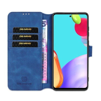 For samsung Galaxy A52 5G / 4G DG.MING Retro Oil Side Horizontal Flip Leather Case with Holder & Card Slots & Wallet(Blue) - Galaxy Phone Cases by DG.MING | Online Shopping UK | buy2fix