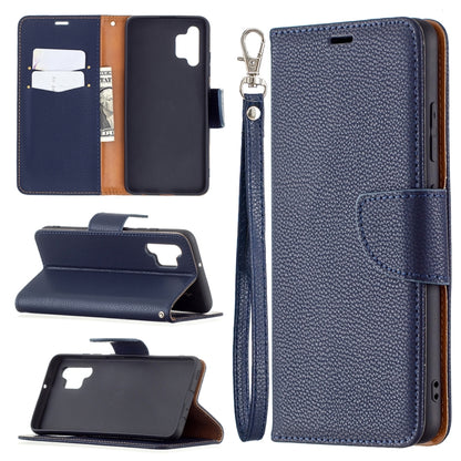 For Samsung Galaxy A32 4G Litchi Texture Pure Color Horizontal Flip Leather Case with Holder & Card Slots & Wallet & Lanyard(Dark Blue) - Samsung Accessories by buy2fix | Online Shopping UK | buy2fix