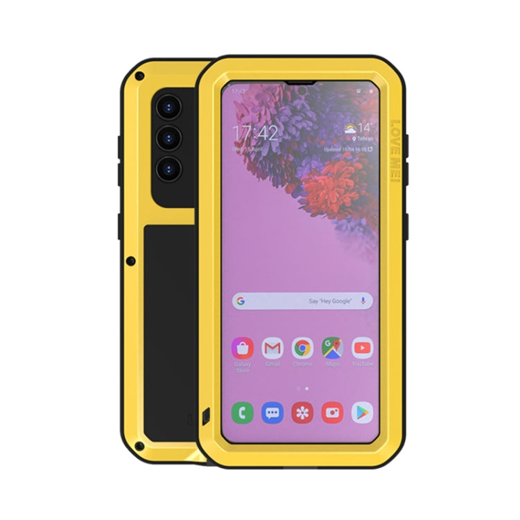 For Samsung Galaxy S21 5G LOVE MEI Metal Shockproof Waterproof Dustproof Protective Case with Glass(Yellow) - Galaxy S21 5G Cases by LOVE MEI | Online Shopping UK | buy2fix