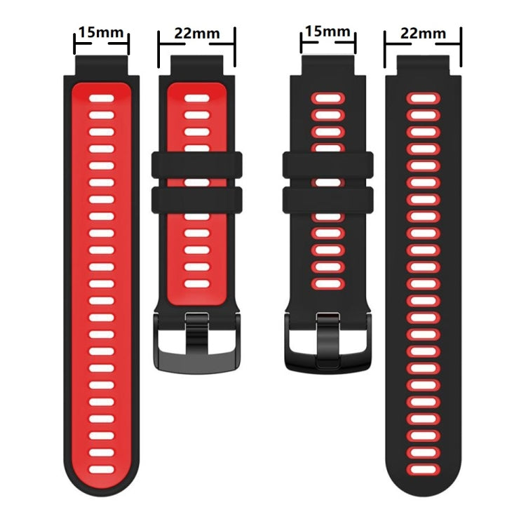 For Garmin Forerunner 220/230/235/620/630/735XT Two-color Silicone Watch Band(Black+Red) - Smart Wear by buy2fix | Online Shopping UK | buy2fix