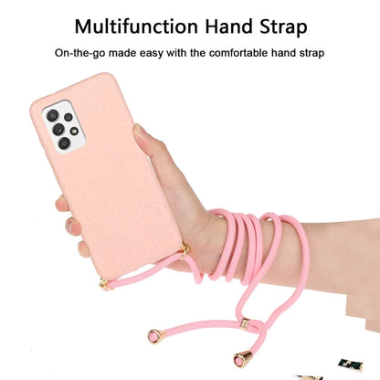 For Samsung Galaxy A52 5G / 4G Wheat Straw Material + TPU Protective Case with Lanyard(Pink) - Samsung Accessories by buy2fix | Online Shopping UK | buy2fix