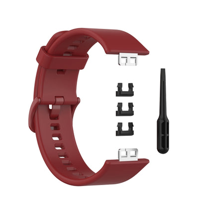 For Huawei Watch Fit Protective Silicone Case + Silicone Watch Band Kit(Wine Red) - Smart Wear by buy2fix | Online Shopping UK | buy2fix