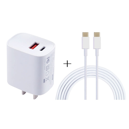 U087 20W USB-C / Type-C + USB Ports Charger with 100W Type-C to Type-C Fast Charging Cable 2m, US Plug - Mobile Accessories by buy2fix | Online Shopping UK | buy2fix