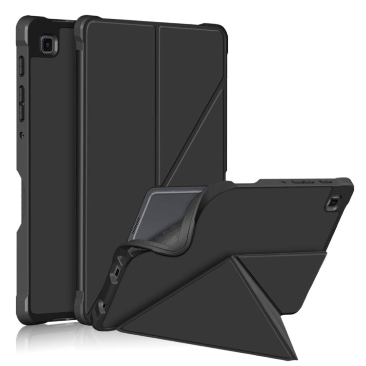 For Samsung Galaxy Tab A7 Lite 8.7 T220 / T225 Cloth Texture Multi-folding Horizontal Flip PU Leather Shockproof Case with Holder(Black) - Samsung Accessories by buy2fix | Online Shopping UK | buy2fix