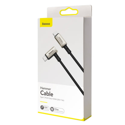 Baseus CATPN-01 100W 5A PD3.1 Gen2 USB-C / Type-C to USB-C / Type-C HD Same Screen Coaxial Hammer Cable, Cable Length: 1.5m(Black) - Video & Audio Cable by Baseus | Online Shopping UK | buy2fix