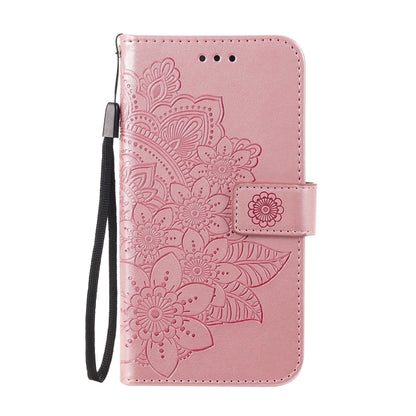 For OPPO Reno 6 Pro 5G 7-petal Flowers Embossing Pattern Horizontal Flip PU Leather Case with Holder & Card Slots & Wallet & Photo Frame(Rose Gold) - OPPO Cases by buy2fix | Online Shopping UK | buy2fix