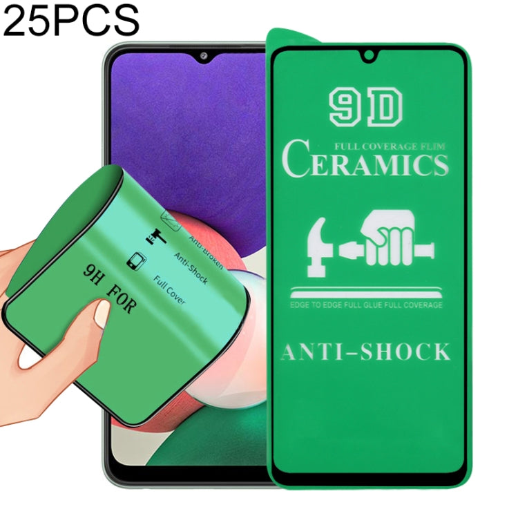 For Samsung Galaxy A22 5G 25 PCS 9D Full Screen Full Glue Ceramic Film - Galaxy Tempered Glass by buy2fix | Online Shopping UK | buy2fix