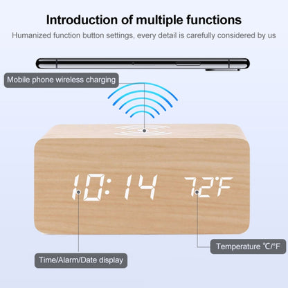 KD8801 5W Wooden Creative Wireless Charger LED Mirror Digital Display Sub-alarm Clock, Regular Style(Bamboo White Characters) - Apple Accessories by buy2fix | Online Shopping UK | buy2fix