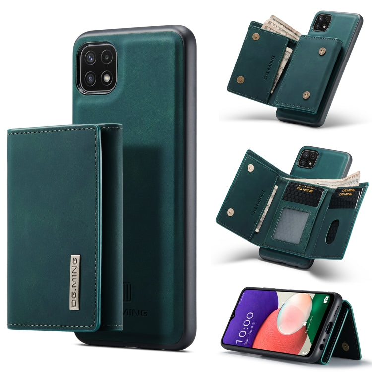 For Samsung Galaxy A22 5G DG.MING M1 Series 3-Fold Multi Card Wallet  Back Cover Shockproof Case with Holder Function(Green) - Galaxy Phone Cases by DG.MING | Online Shopping UK | buy2fix