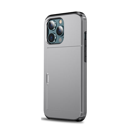 For iPhone 13 Shockproof Armor Protective Case with Slide Card Slot(Grey) - iPhone 13 Cases by buy2fix | Online Shopping UK | buy2fix