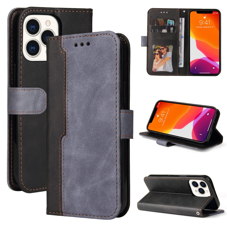 For iPhone 13 Pro Max Business Stitching-Color Horizontal Flip PU Leather Case with Holder & Card Slots & Photo Frame  (Grey) - iPhone 13 Pro Max Cases by buy2fix | Online Shopping UK | buy2fix