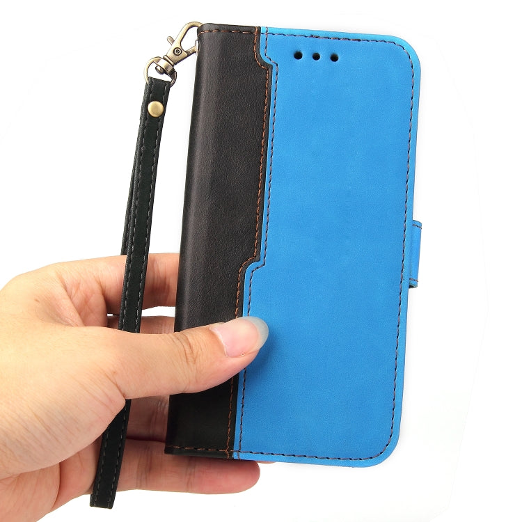 For vivo V21 4G / 5G Business Stitching-Color Horizontal Flip PU Leather Case with Holder & Card Slots & Photo Frame(Blue) - vivo Cases by buy2fix | Online Shopping UK | buy2fix