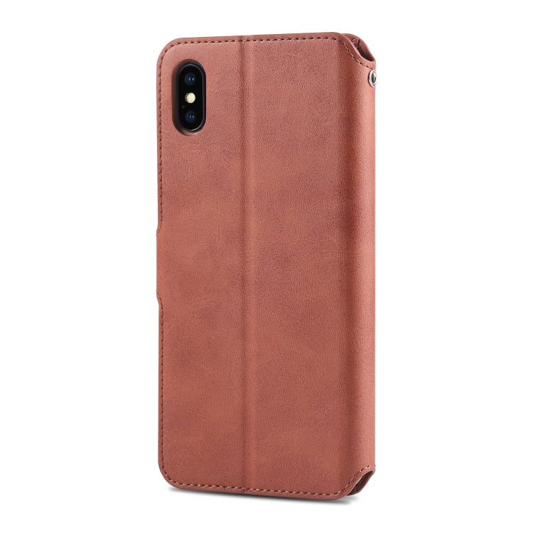 For iPhone XS Max AZNS Calf Texture Magnetic Horizontal Flip PU Leather Case with Holder & Card Slots & Photo Frame(Brown) - More iPhone Cases by AZNS | Online Shopping UK | buy2fix