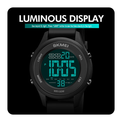 SKMEI 1758 Multifunctional LED Digital Display Luminous Silicone Strap Electronic Watch(Black) - LED Digital Watches by SKMEI | Online Shopping UK | buy2fix