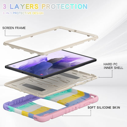 For Samsung Galaxy Tab S7+/ Tab S7 FE / Tab S8+ 3-Layer Protection Screen Frame + PC + Silicone Combination Case with Holder(Colorful Pink) - Other Galaxy Tab PC by buy2fix | Online Shopping UK | buy2fix