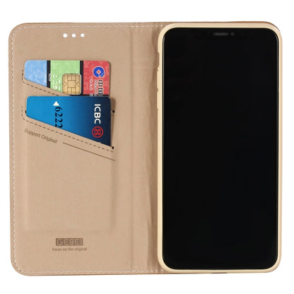 For iPhone XS Max GEBEI Top-grain Leather Horizontal Flip Protective Case with Holder & Card Slots(Khaki) - More iPhone Cases by GEBEI | Online Shopping UK | buy2fix