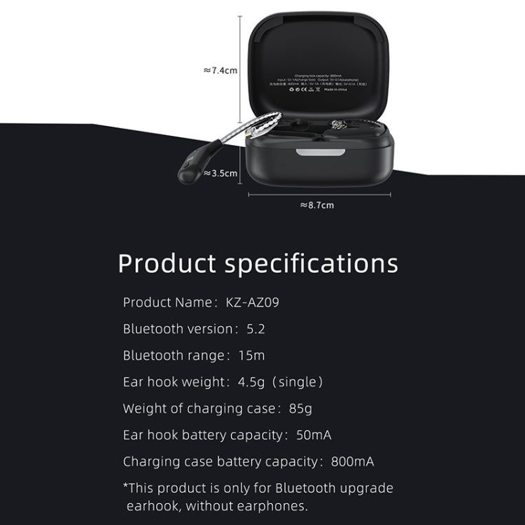 KZ AZ09 Bluetooth Earphone Ear Hook 5.2 Wireless Bluetooth Module Upgrade Cable, Style:B - Earphone Adapter by KZ | Online Shopping UK | buy2fix