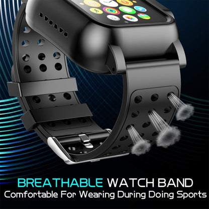 For Apple Watch Series SE 2&6&SE&5&4 44mm RedPepper IP68 Waterproof Screen Protector + Watchband + Protective Case(Black) - Smart Wear by RedPepper | Online Shopping UK | buy2fix