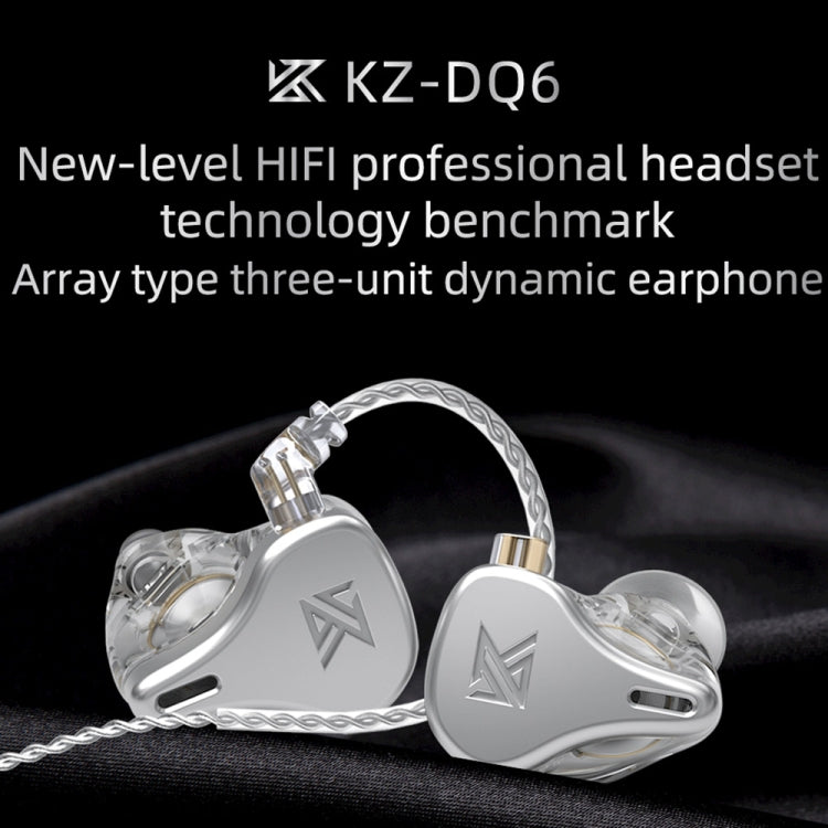 KZ DQ6 3-unit Dynamic HiFi In-Ear Wired Earphone No Mic(Silver) - In Ear Wired Earphone by KZ | Online Shopping UK | buy2fix