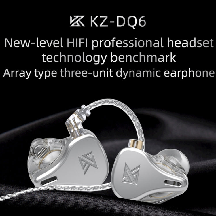 KZ DQ6 3-unit Dynamic HiFi In-Ear Wired Earphone With Mic(Silver) - In Ear Wired Earphone by KZ | Online Shopping UK | buy2fix