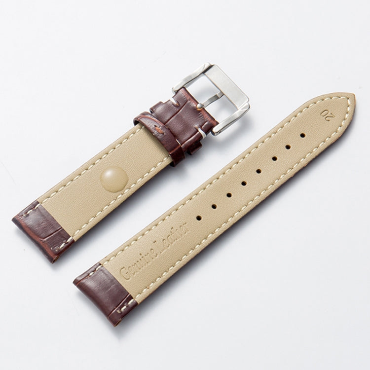 20mm Calf Leather Watch Band(White) - Smart Wear by buy2fix | Online Shopping UK | buy2fix