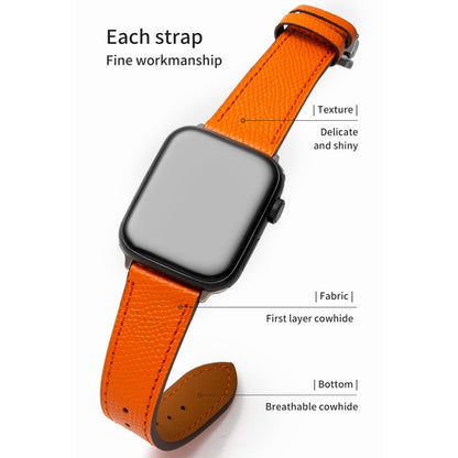 Butterfly Clasp  Top Layer Cowhide Leather Strap Watch Band For Apple Watch Series 8&7 41mm / SE 2&6&SE&5&4 40mm / 3&2&1 38mm(Dark Blue) - Watch Bands by buy2fix | Online Shopping UK | buy2fix