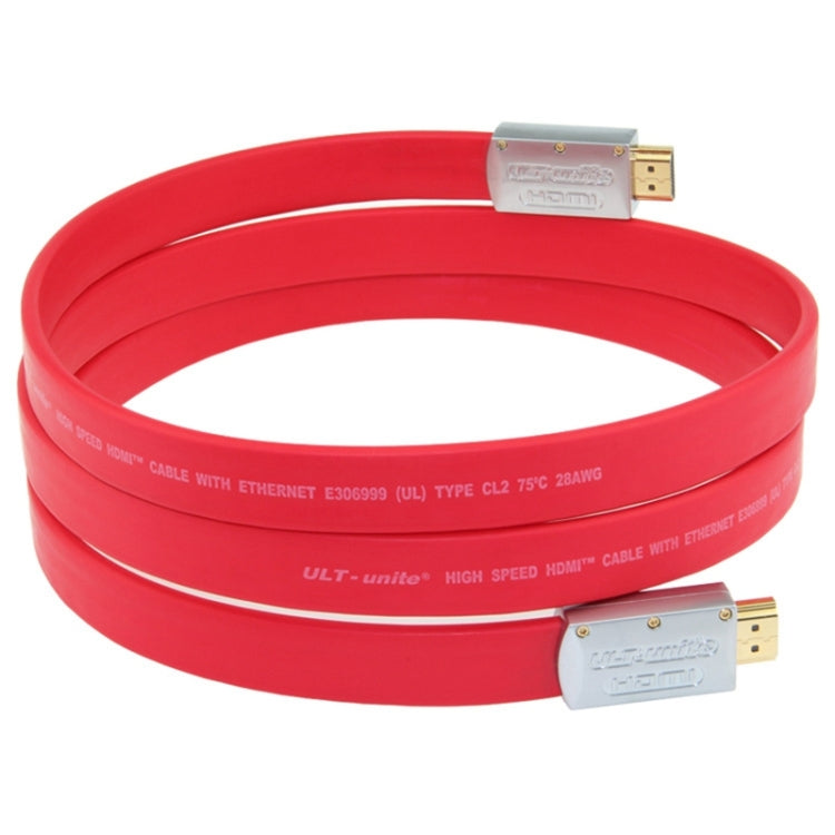 ULT-unite 4K Ultra HD Gold-plated HDMI to HDMI Flat Cable, Cable Length:1m(Red) - Cable by ult-unite | Online Shopping UK | buy2fix