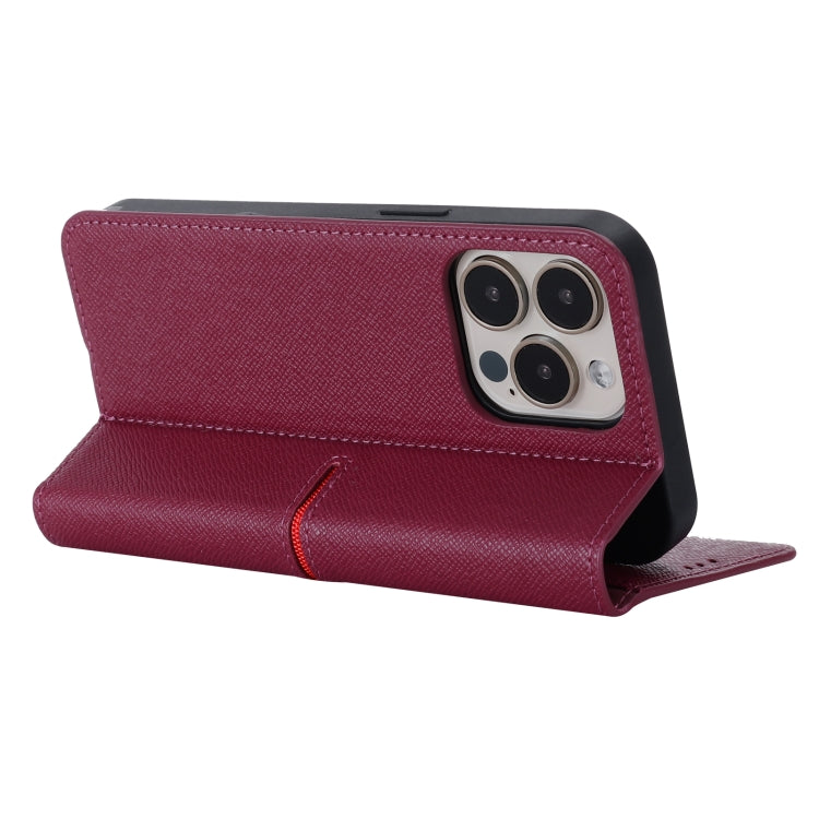 For iPhone 13 Pro GEBEI Top-grain Leather Horizontal Flip Protective Case with Holder & Card Slots & Wallet & Photo Frame (Red Wine) - iPhone 13 Pro Cases by GEBEI | Online Shopping UK | buy2fix