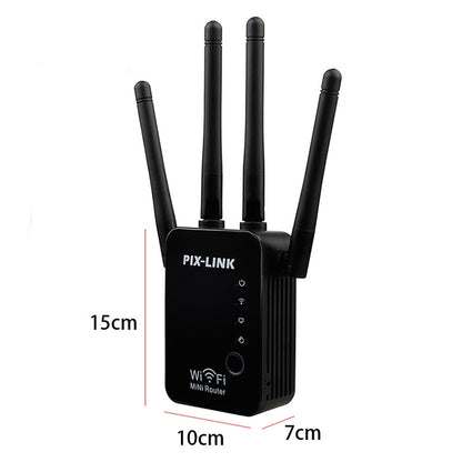 Wireless Smart WiFi Router Repeater with 4 WiFi Antennas, Plug Specification:US Plug(Black) -  by buy2fix | Online Shopping UK | buy2fix