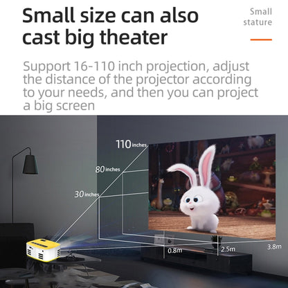 T20 320x240 400 Lumens Portable Home Theater LED HD Digital Projector, Same Screen Version, EU Plug(White Yellow) - LED Projector by buy2fix | Online Shopping UK | buy2fix