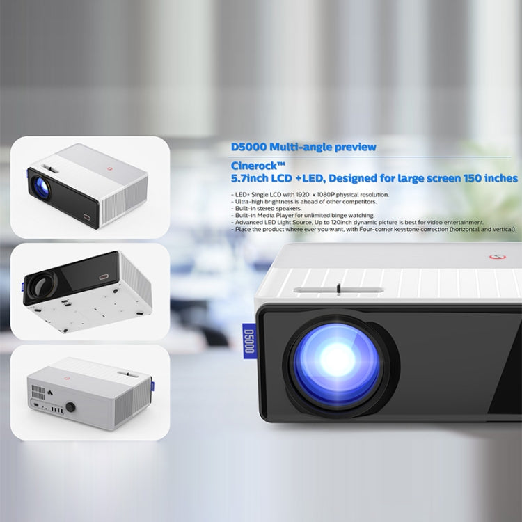 VIVIBRIGHT D5000 1920x1080P 420ANSI 6000Lumens LCD + LED HD Digital Projector, Screen Mirroring - Consumer Electronics by VIVIBRIGHT | Online Shopping UK | buy2fix