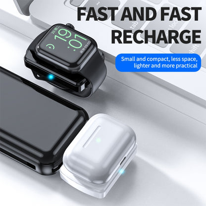 JJT-997 Type-C Interface Earphone and Watch Double-sided Wireless Charger for AirPods & iWatch(Black) - Apple Accessories by buy2fix | Online Shopping UK | buy2fix