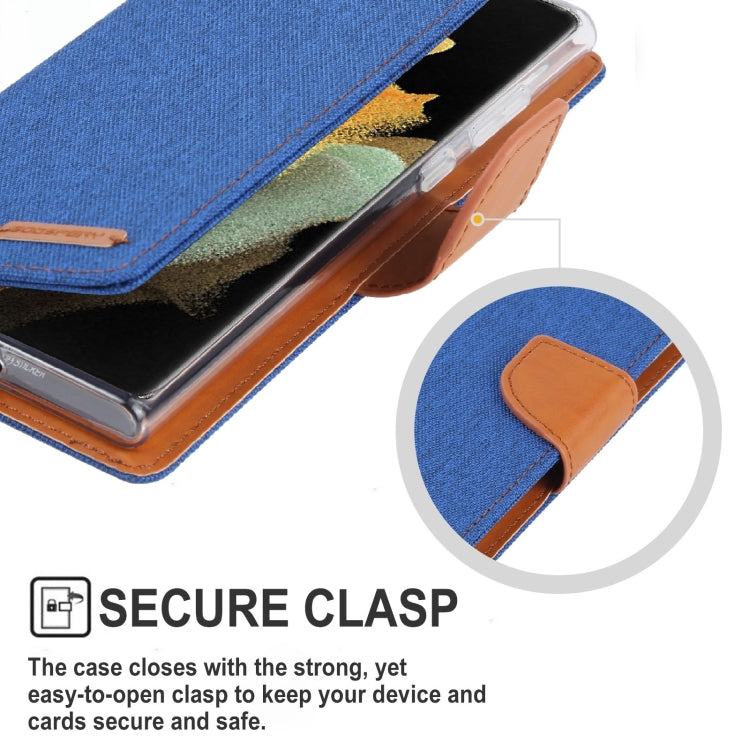 For Samsung Galaxy S22 Ultra 5G GOOSPERY CANVAS DIARY Canvas Texture Leather Phone Case(Blue) - Galaxy S22 Ultra 5G Cases by GOOSPERY | Online Shopping UK | buy2fix