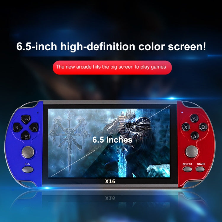 X16 6.5 inch Screen Classic Handheld Game Console with 8GB Memory(Blue+Red) - Pocket Console by buy2fix | Online Shopping UK | buy2fix